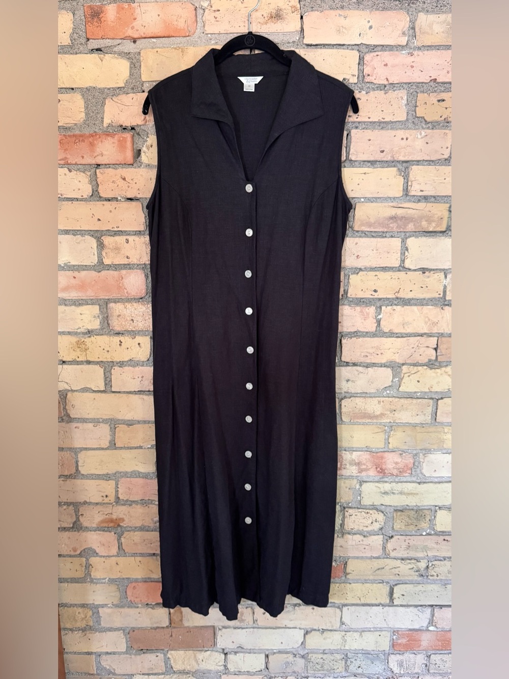 Christopher & Banks Black Sleeveless Button-Down Maxi Dress
